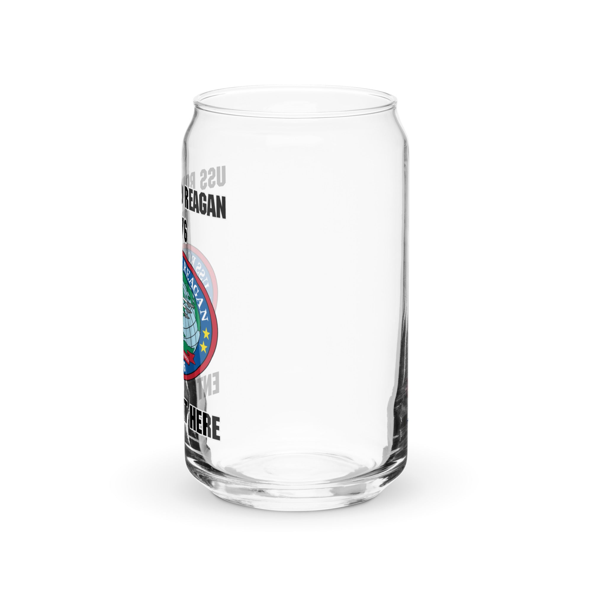 Customizable USS RONALD REAGAN Can-shaped glass