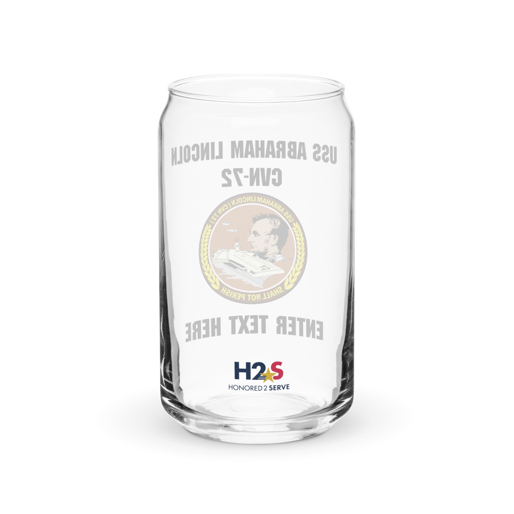 Customizable USS ABRAHAM LINCOLN Can-shaped glass
