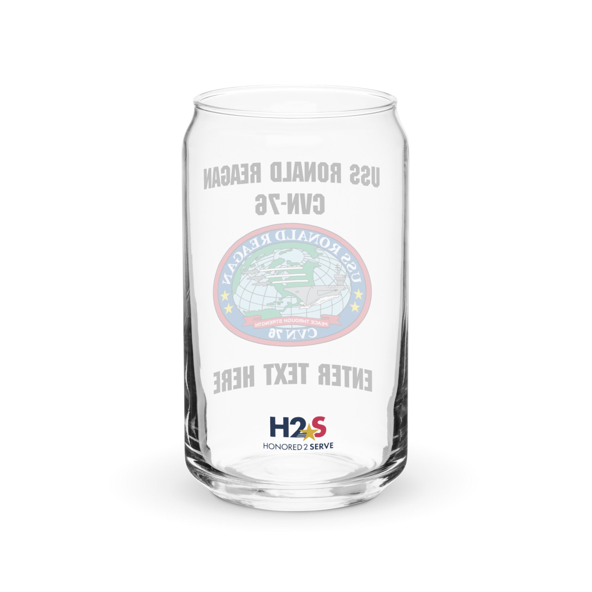 Customizable USS RONALD REAGAN Can-shaped glass