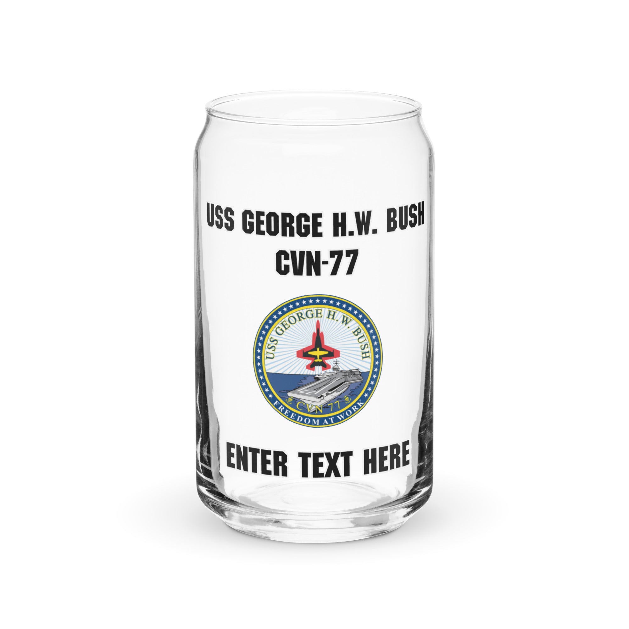 Customizable USS GEORGE H.W. BUSH Can-shaped glass