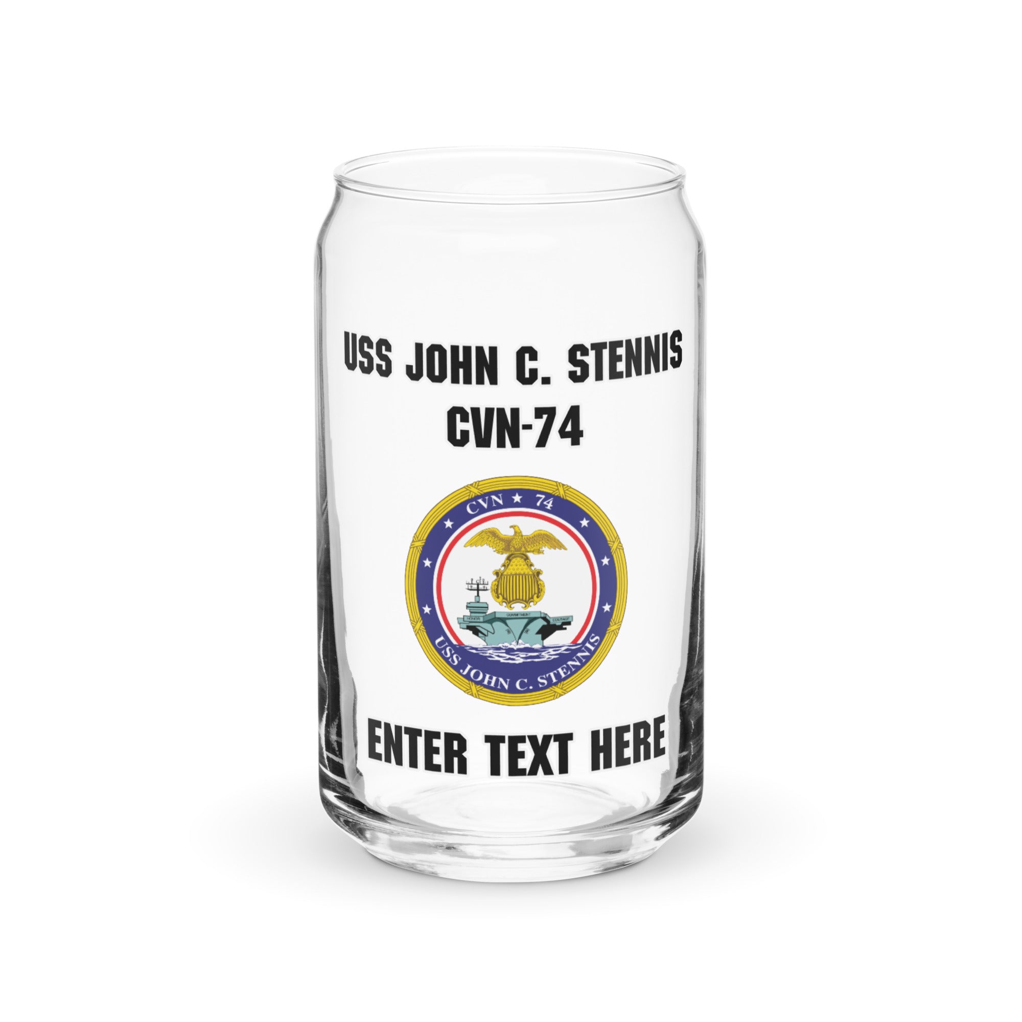 Customizable USS JOHN C. STENNIS Can-shaped glass