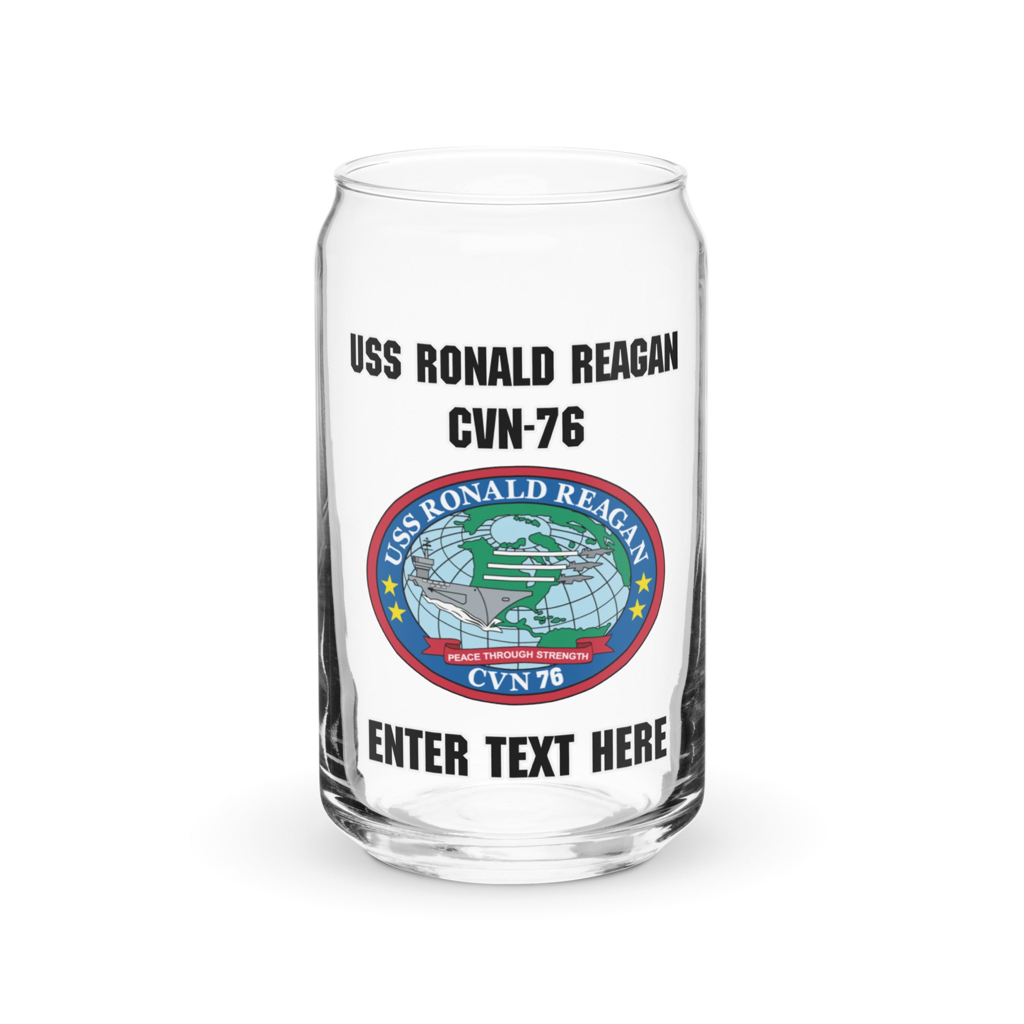 Customizable USS RONALD REAGAN Can-shaped glass