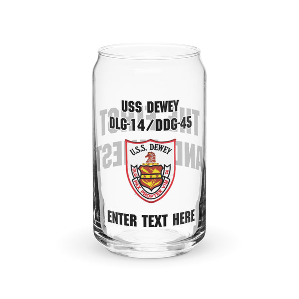 Customizable USS DEWEY Can-shaped glass