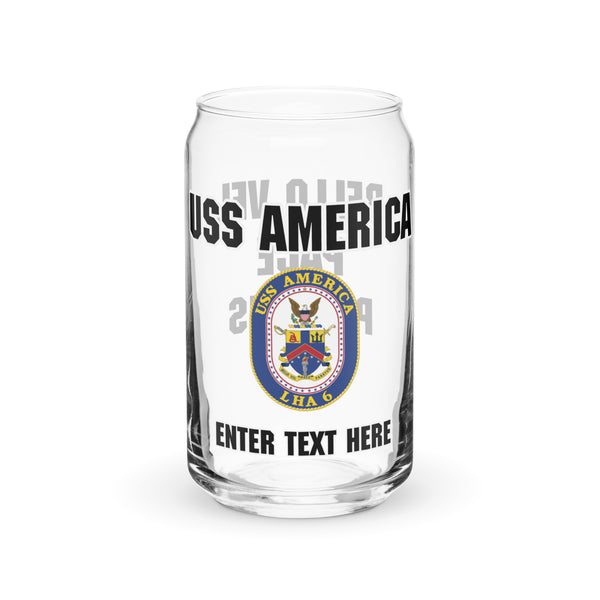 Customizable USS AMERICA Can-shaped glass