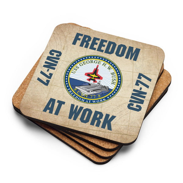 USS GEORGE H.W. BUSH Cork-back coaster