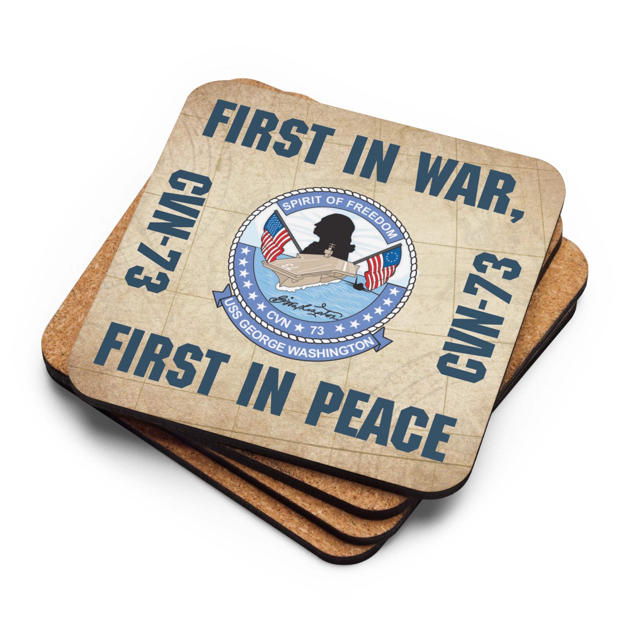 USS GEORGE WASHINGTON Cork-back coaster