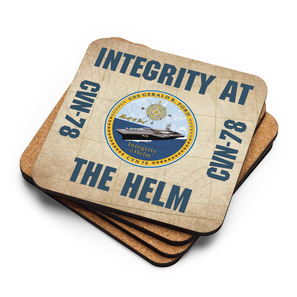USS GERALD R. FORD Cork-back coaster
