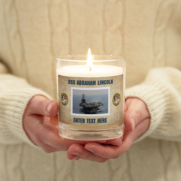 Customizable USS ABRAHAM LINCOLN Glass jar soy wax candle