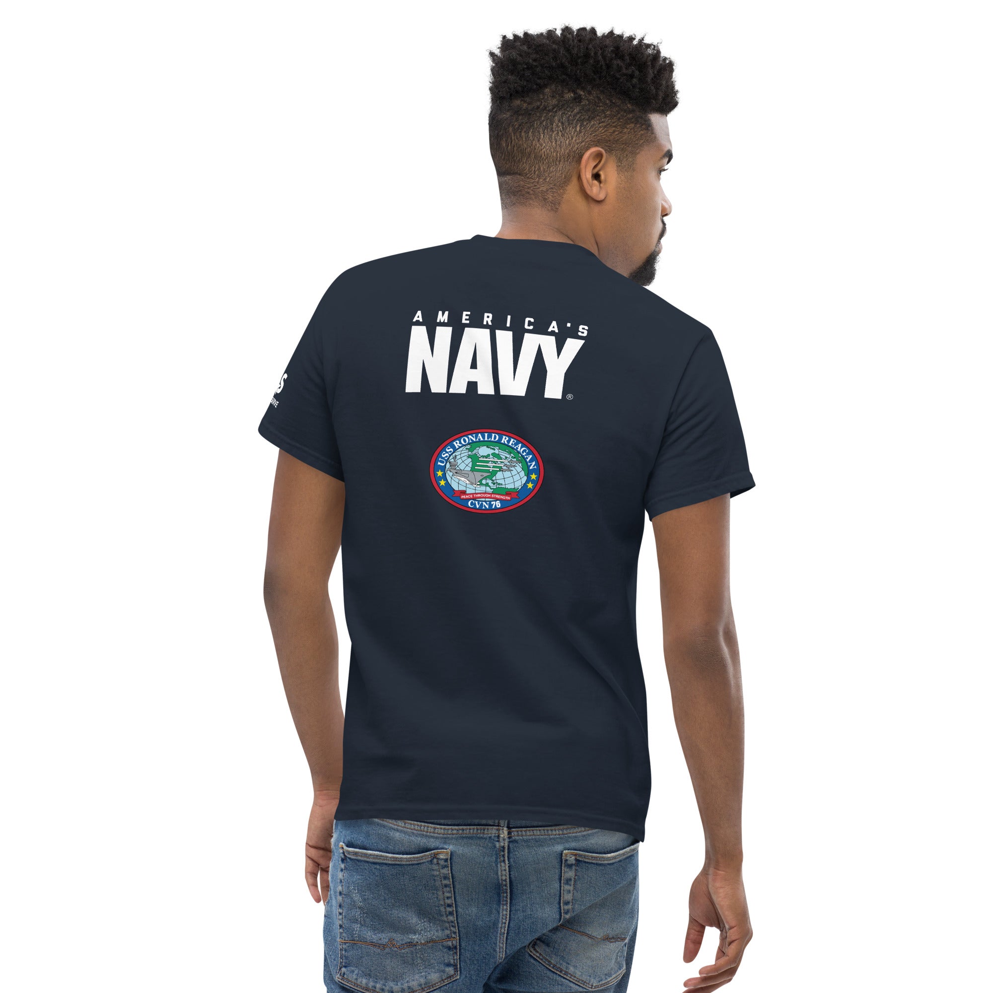 Customizable Proud Navy Dad USS RONALD REAGAN Men's classic tee