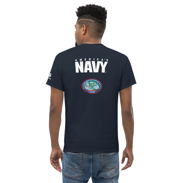Customizable Proud Navy Dad USS RONALD REAGAN Men's classic tee