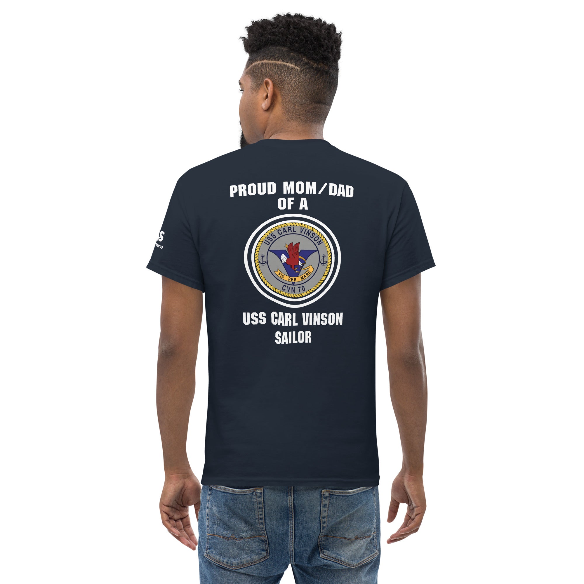 Customizable Navy Mom/Dad USS CARL VINSON Unisex classic tee