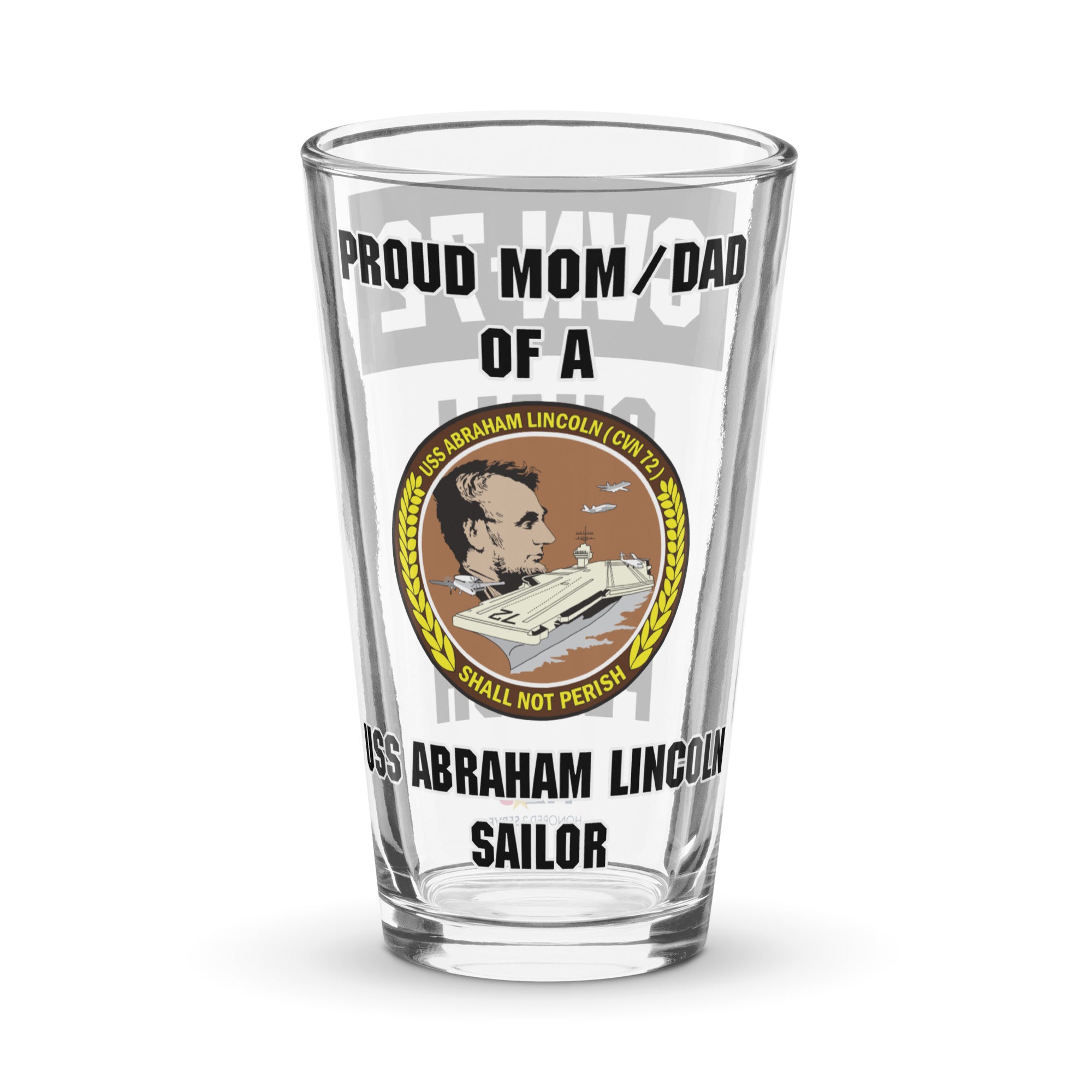 Customizable USS ABRAHAM LINCOLN Shaker pint glass