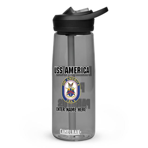 Customizable USS AMERICA Sports water bottle