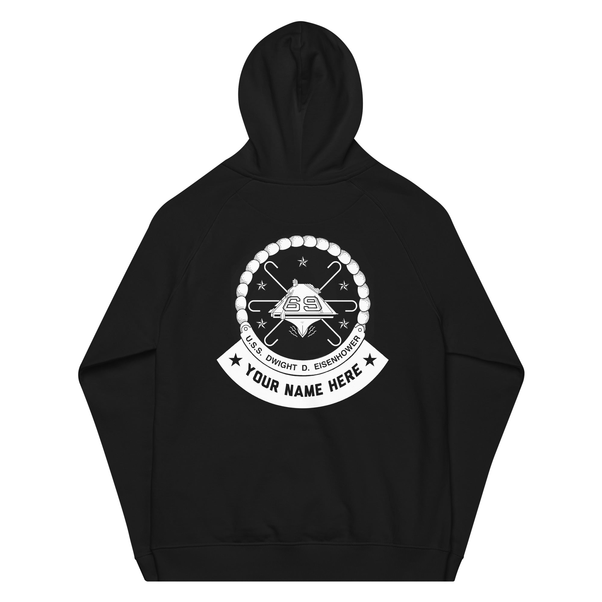 Customizable USS DWIGHT D. EISENHOWER Unisex eco raglan hoodie