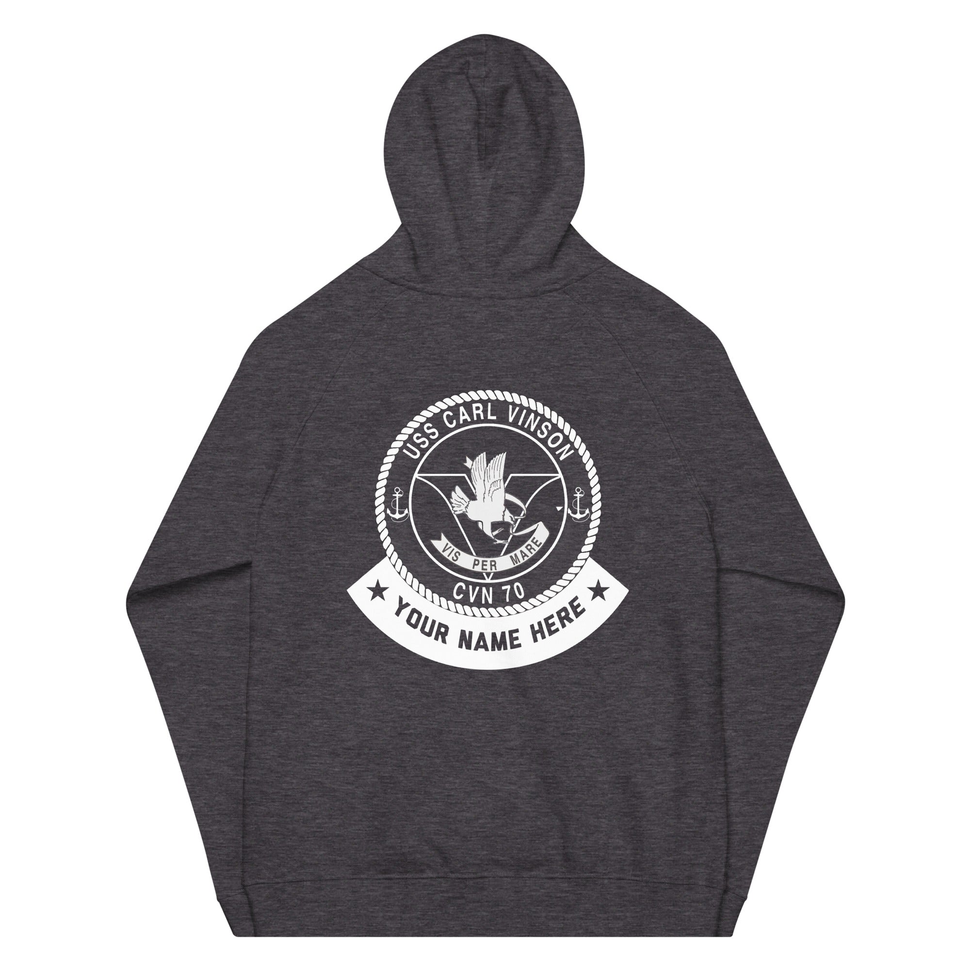 Customizable USS CARL VINSON Unisex eco raglan hoodie