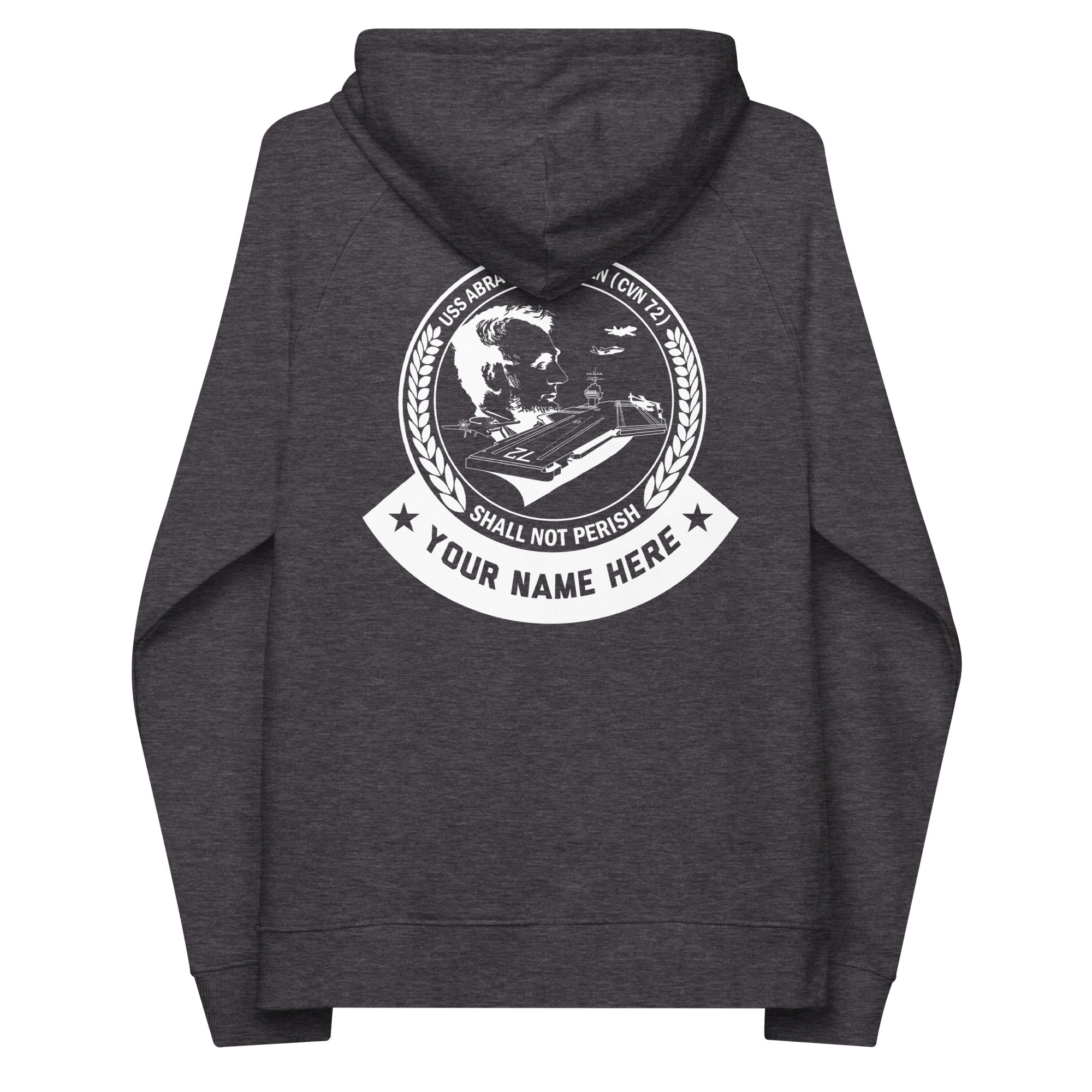 Customizable USS ABRAHAM LINCOLN Unisex eco raglan hoodie