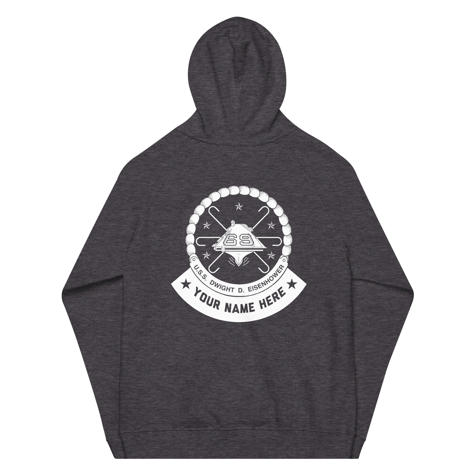 Customizable USS DWIGHT D. EISENHOWER Unisex eco raglan hoodie