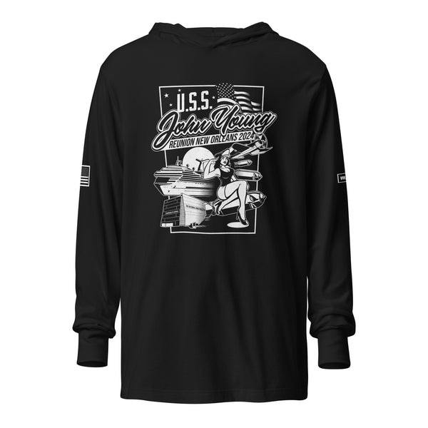 USS JOHN YOUNG REUNION Hooded long-sleeve tee