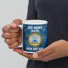 Customizable USS REEVES (DLG-24) White glossy mug