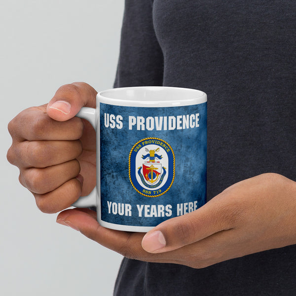 Customizable USS PROVIDENCE (SSN-719) White glossy mug