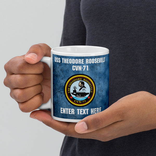 Customizable USS THEODORE ROOSEVELT White glossy mug