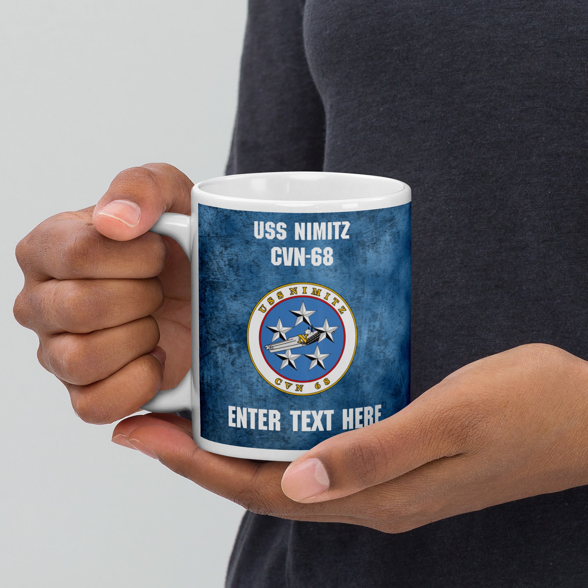 Customizable USS NIMITZ White glossy mug
