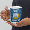Customizable USS REEVES (DLG-24) White glossy mug