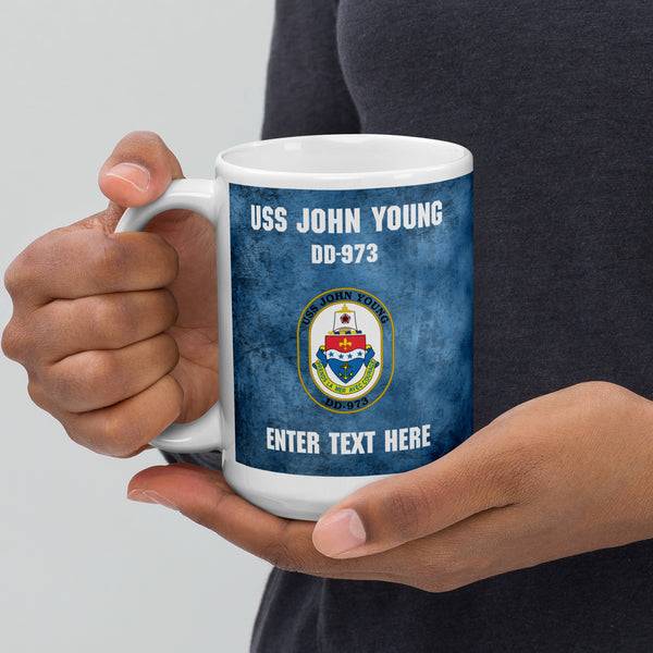 Customizable USS JOHN YOUNG White glossy mug