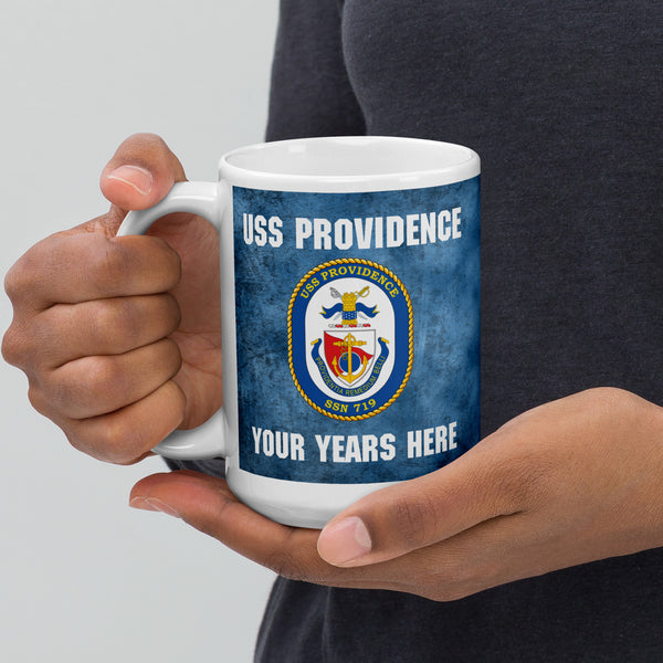 Customizable USS PROVIDENCE (SSN-719) White glossy mug
