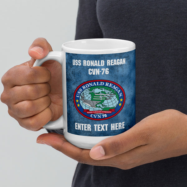 Customizable USS RONALD REAGAN White glossy mug
