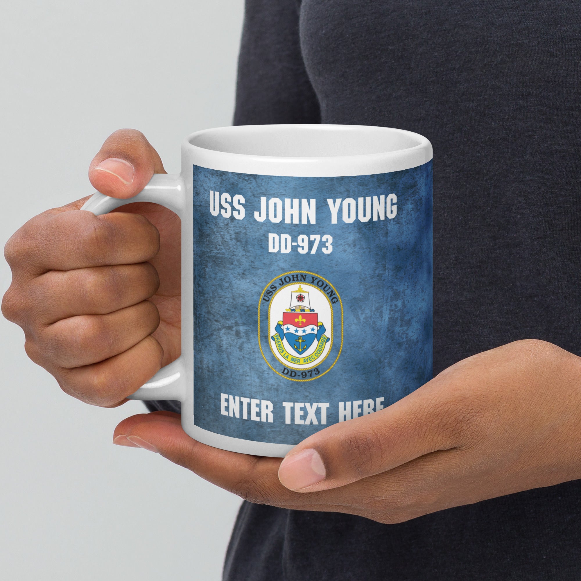 Customizable USS JOHN YOUNG White glossy mug