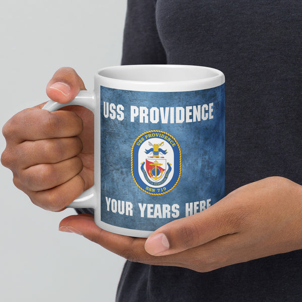 Customizable USS PROVIDENCE (SSN-719) White glossy mug