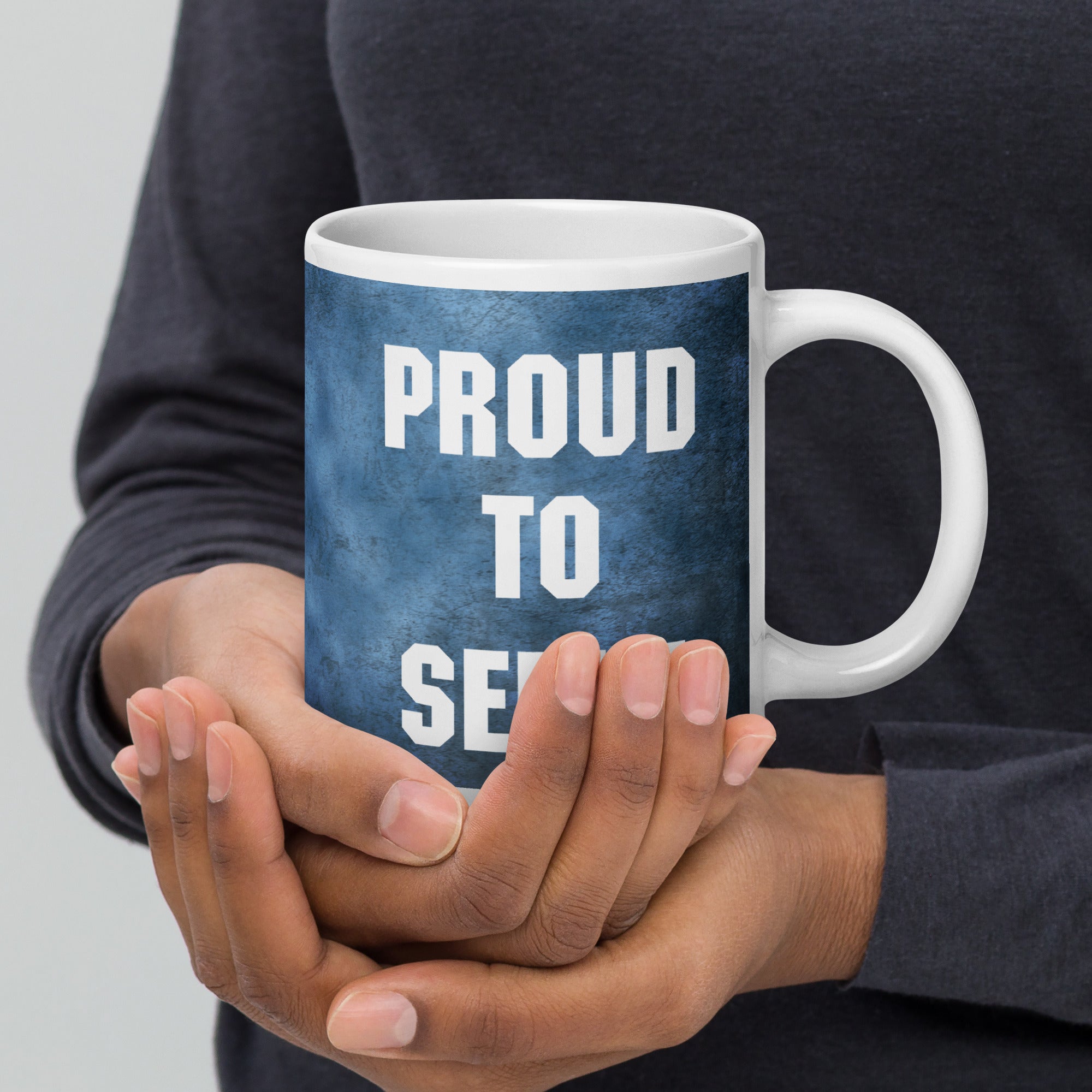 Customizable USS REEVES (DLG-24) White glossy mug