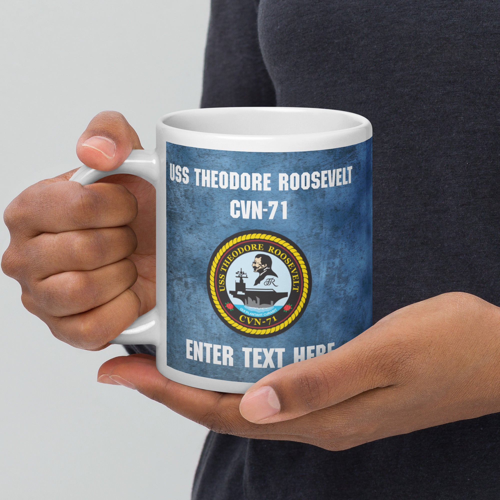 Customizable USS THEODORE ROOSEVELT White glossy mug