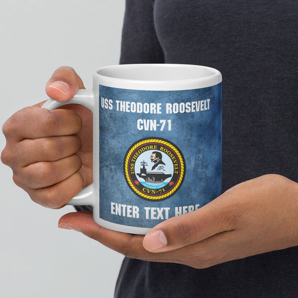 Customizable USS THEODORE ROOSEVELT White glossy mug